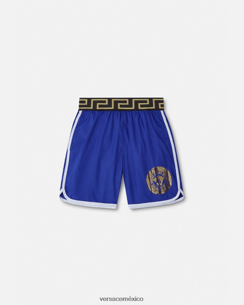 Versace shorts de baño con borde de Medusa y Greca azul ropa niños 84626J2113