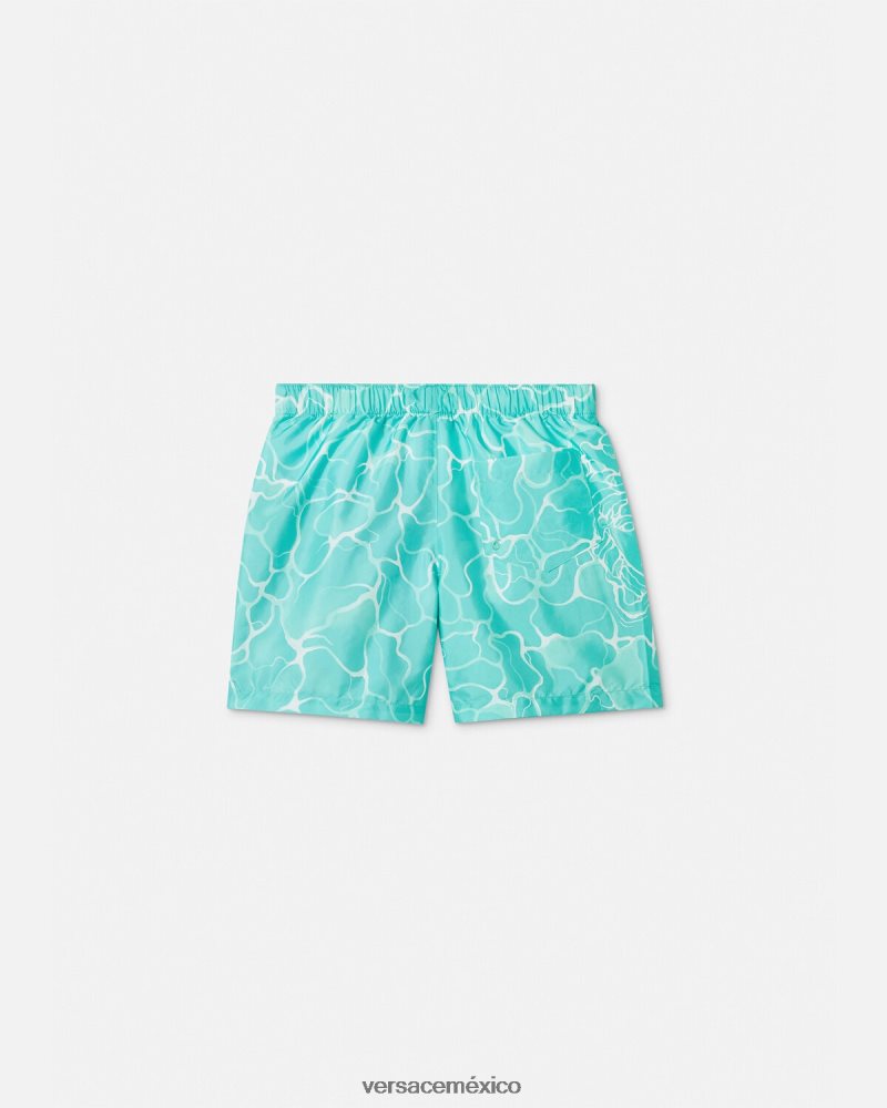 Versace shorts de baño con logo de Medusa azul ropa niños 84626J2134