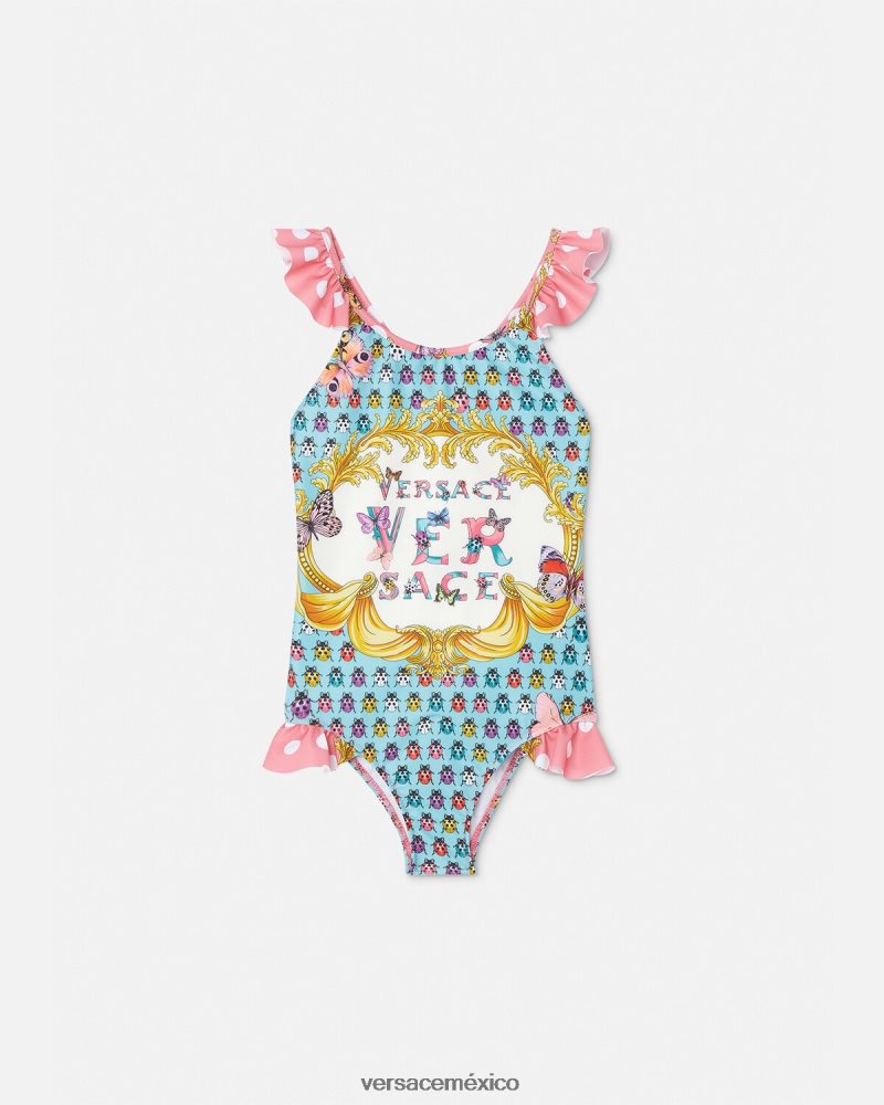 Versace traje de baño mariposas rosa y blanco ropa niños 84626J1938