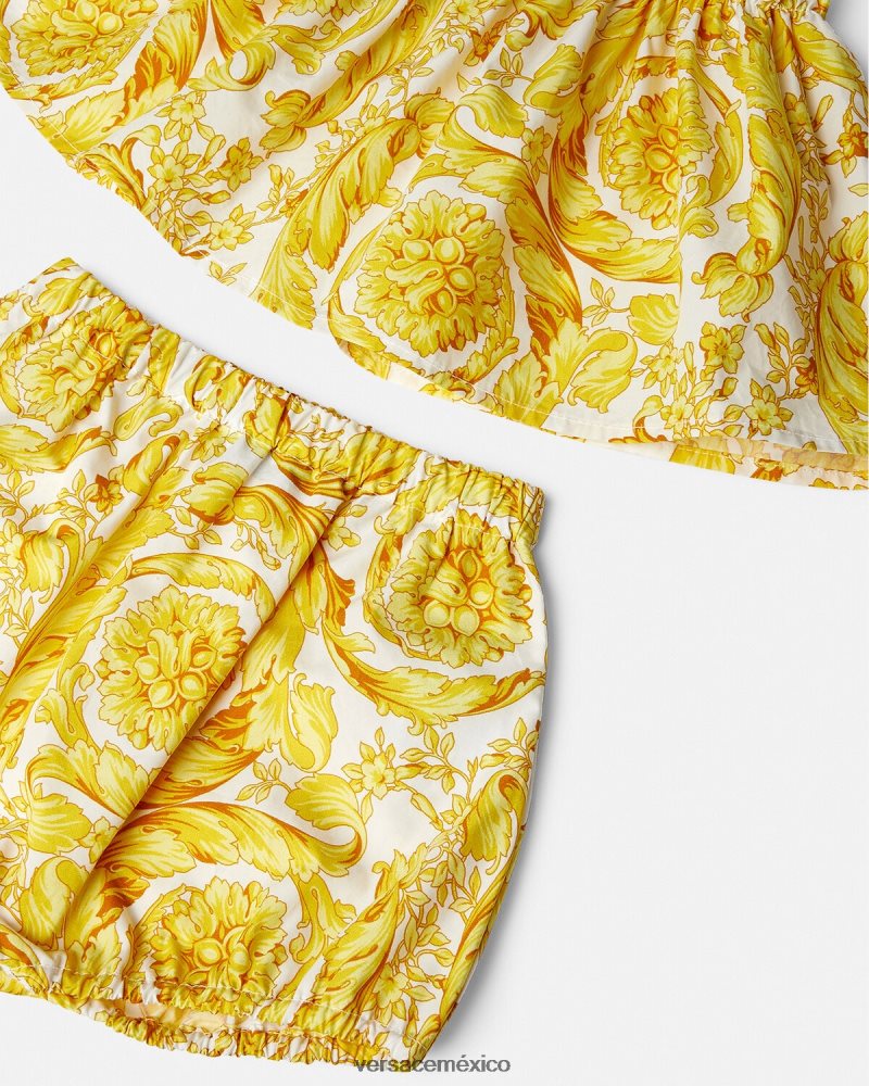 Versace conjunto de vestido de bebé barroco Oro blanco ropa niños 84626J1822