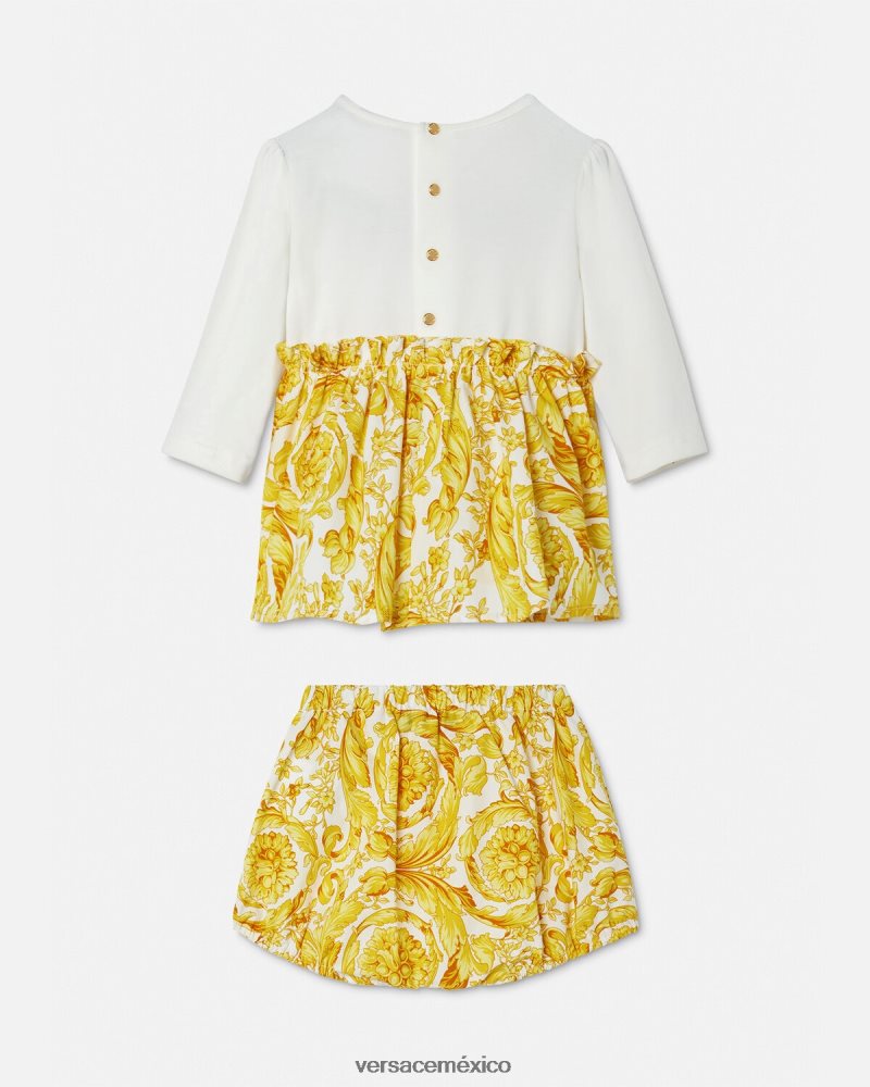 Versace conjunto de vestido de bebé barroco Oro blanco ropa niños 84626J1822