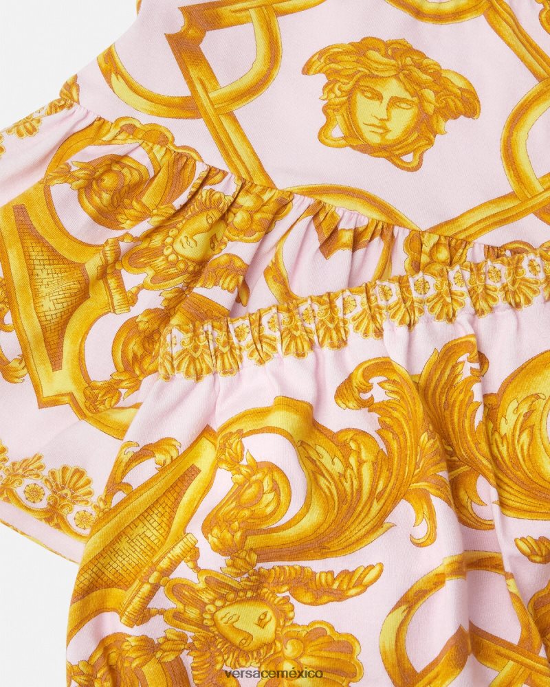 Versace conjunto vestido bebe barroco 660 rosa y blanco ropa niños 84626J1828