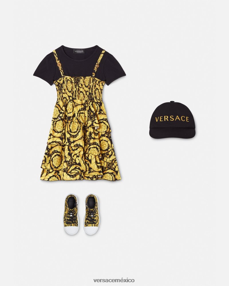 Versace vestido barroco con volantes negro ropa niños 84626J1987
