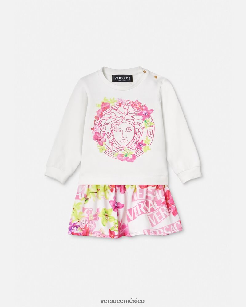 Versace vestido de bebé con logo y orquídeas rosa y estampado ropa niños 84626J1870