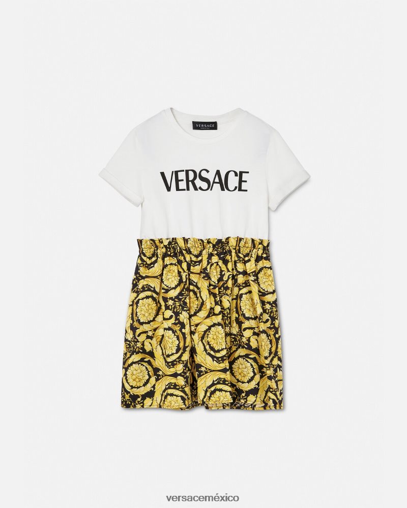 Versace vestido estilo camiseta barroco blanco y estampado ropa niños 84626J1953