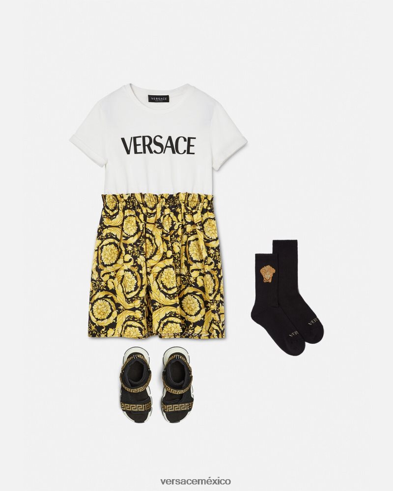 Versace vestido estilo camiseta barroco blanco y estampado ropa niños 84626J1953