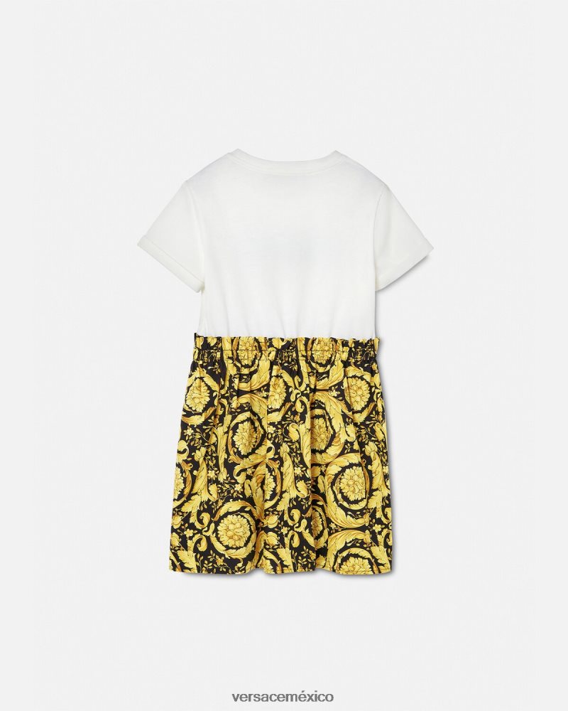 Versace vestido estilo camiseta barroco blanco y estampado ropa niños 84626J1953