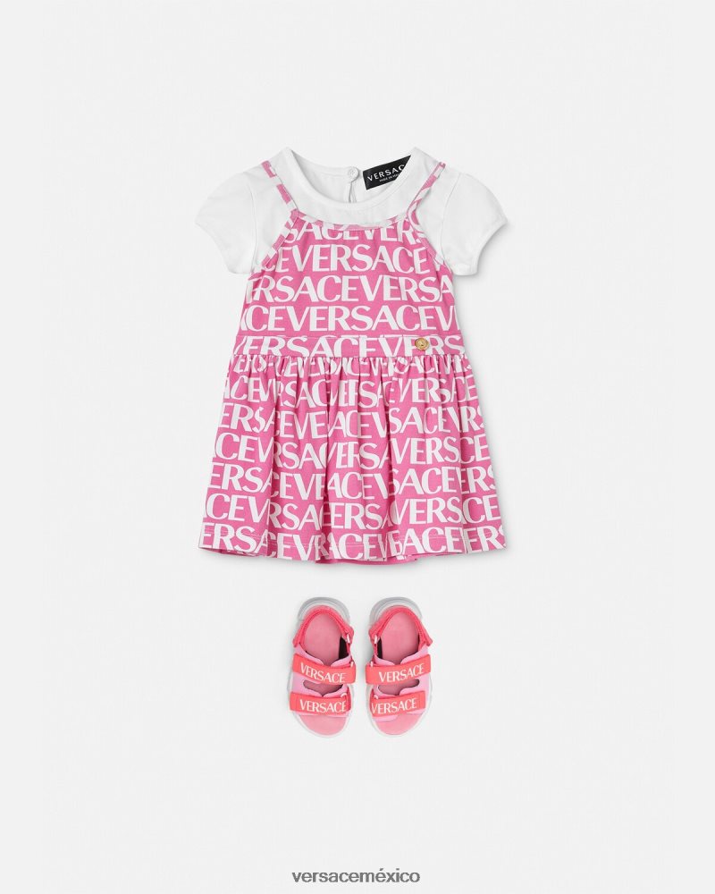 Versace vestido estilo camiseta para bebé Rosa claro ropa niños 84626J1871