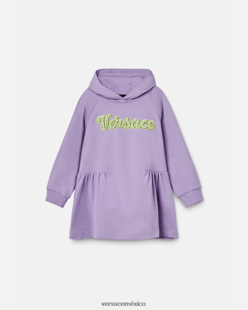 Versace vestido estilo sudadera con logo lila ropa niños 84626J2013