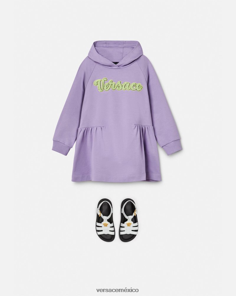 Versace vestido estilo sudadera con logo lila ropa niños 84626J2013
