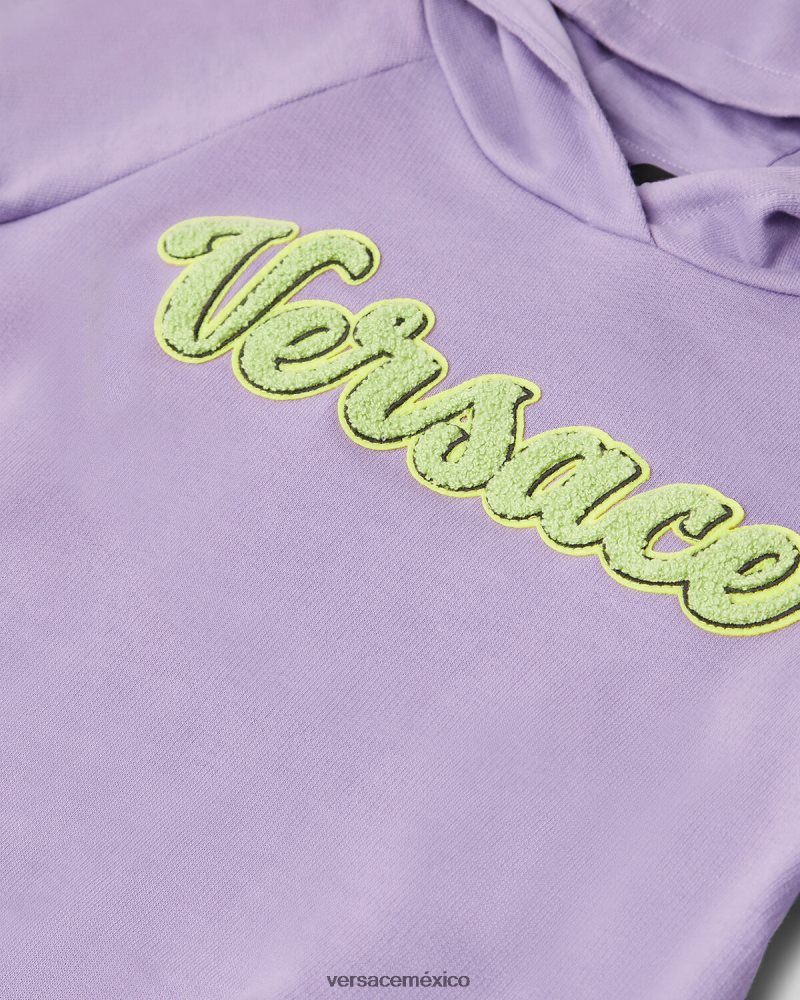Versace vestido estilo sudadera con logo lila ropa niños 84626J2013
