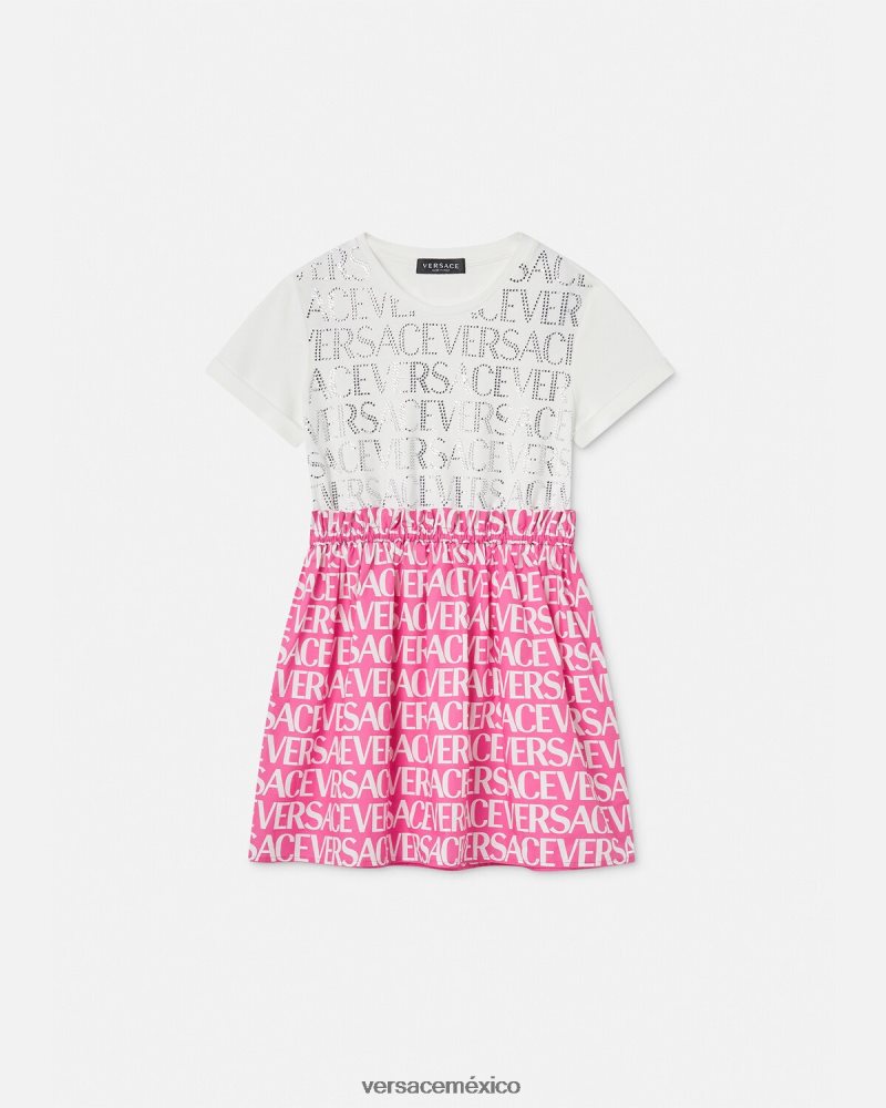 Versace vestido por toda la prenda blanco y rosa ropa niños 84626J1980