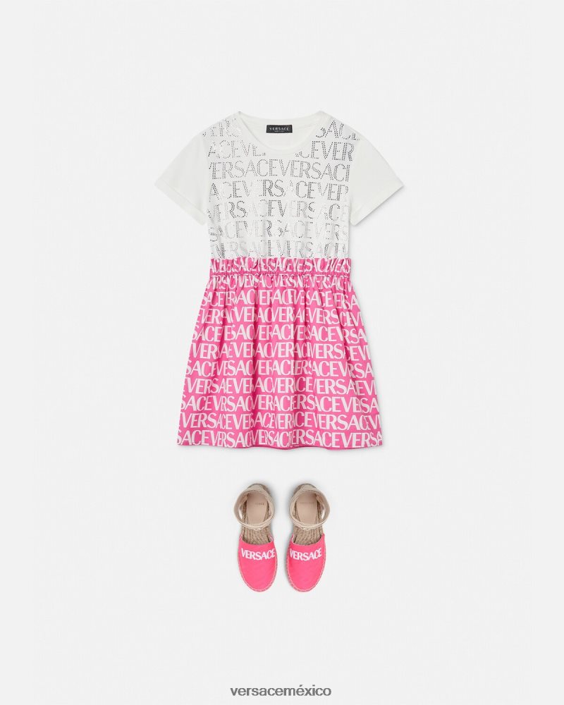 Versace vestido por toda la prenda blanco y rosa ropa niños 84626J1980