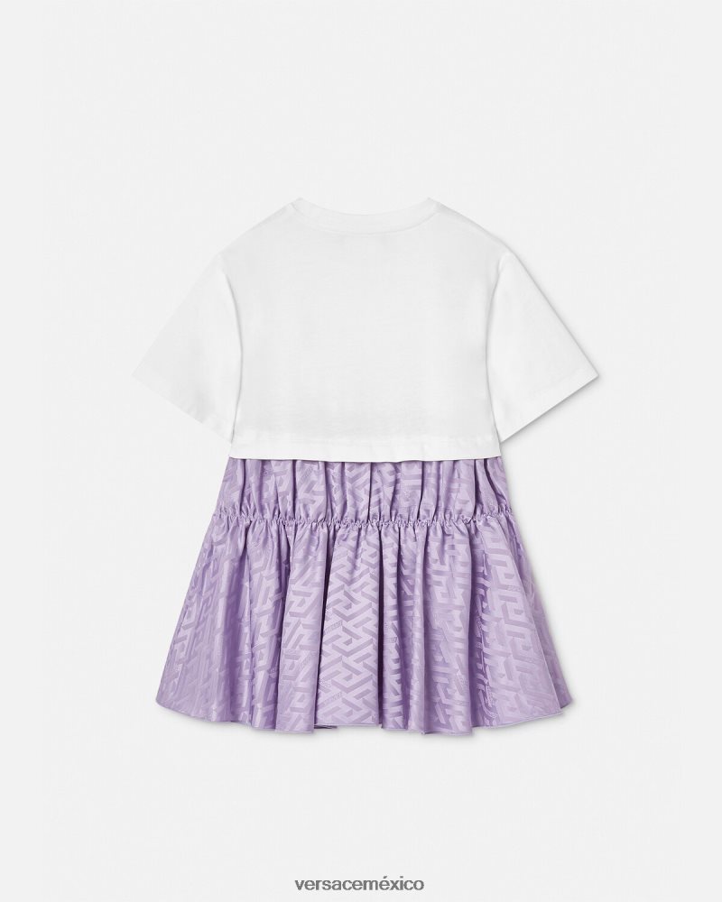 Versace vestido tipo camiseta con greca blanco y lila ropa niños 84626J1996
