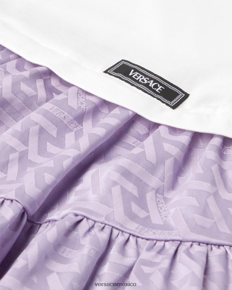 Versace vestido tipo camiseta con greca blanco y lila ropa niños 84626J1996