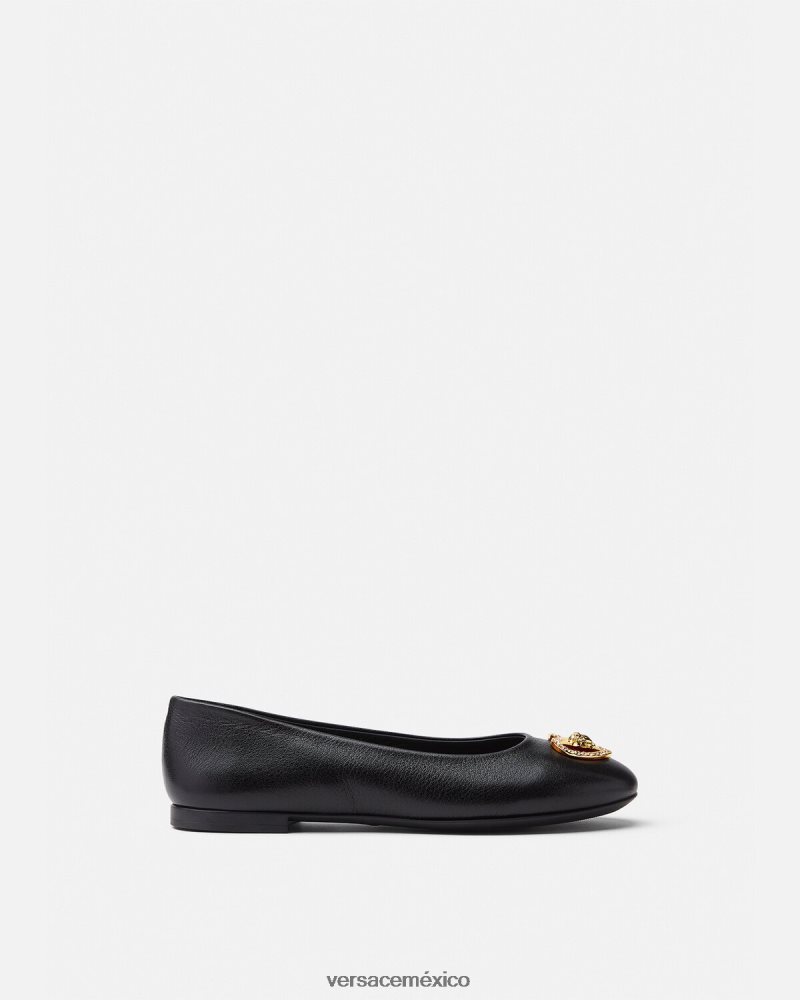 Versace bailarinas con medusa y corazón de cristal negro zapato niños 84626J2032