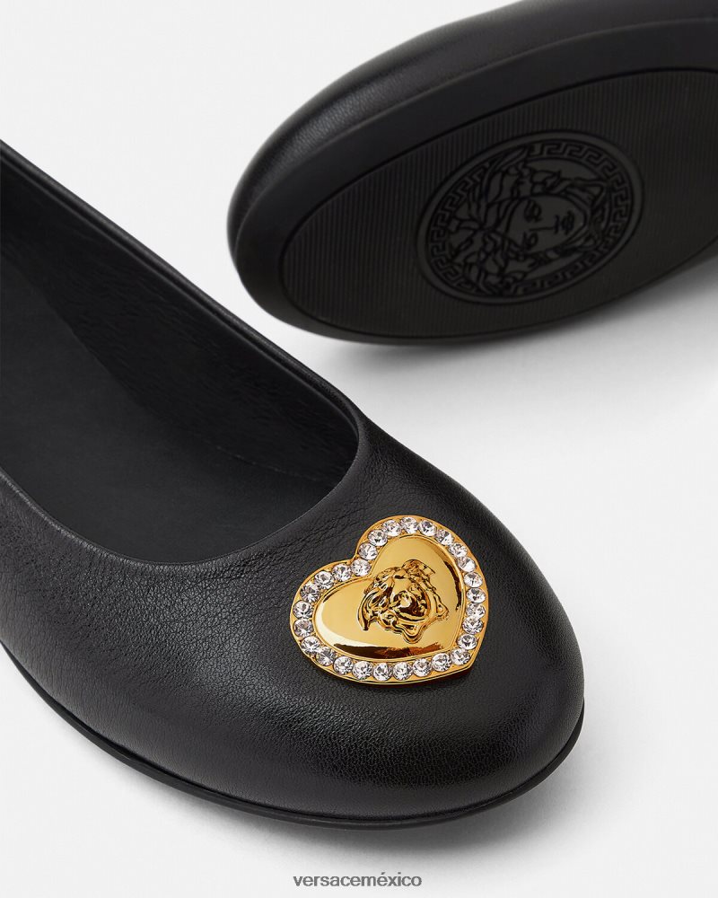 Versace bailarinas con medusa y corazón de cristal negro zapato niños 84626J2032