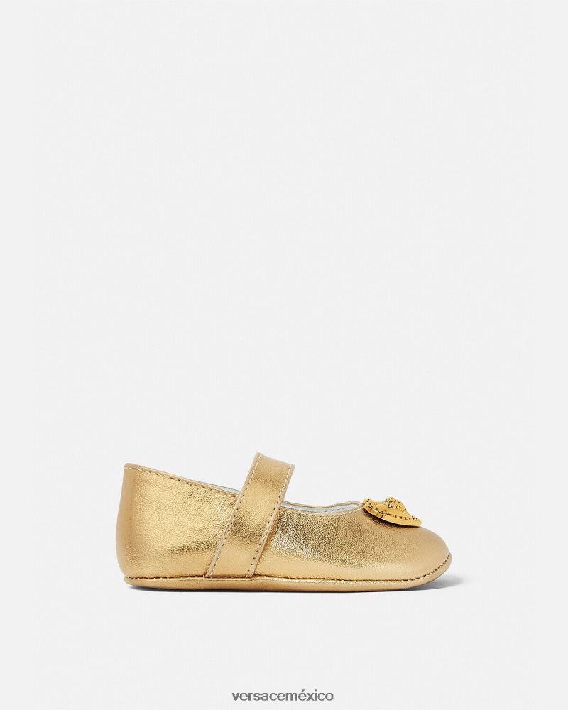 Versace bailarinas de bebé con medusa y corazón oro zapato niños 84626J1847
