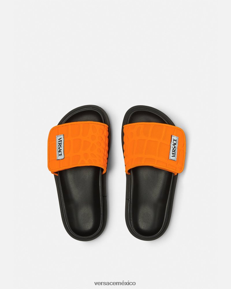 Versace diapositivas con logo reciclado naranja zapato niños 84626J2052