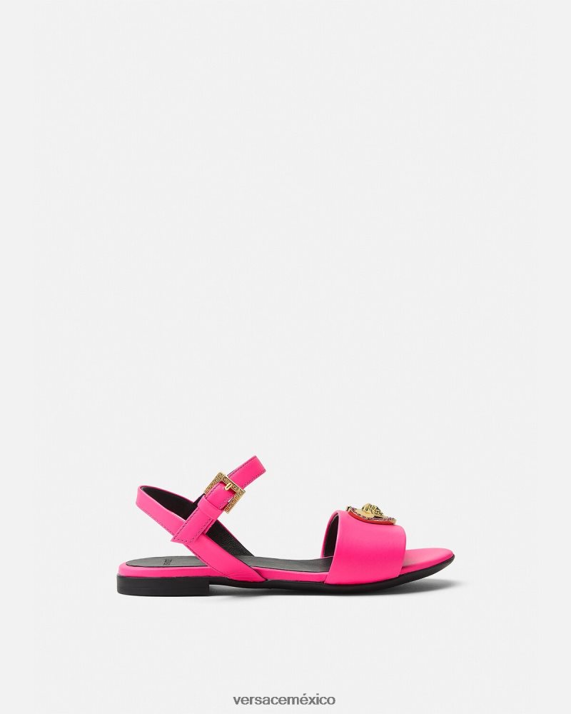 Versace sandalias con corazón de cristal y medusa fucsia zapato niños 84626J2040