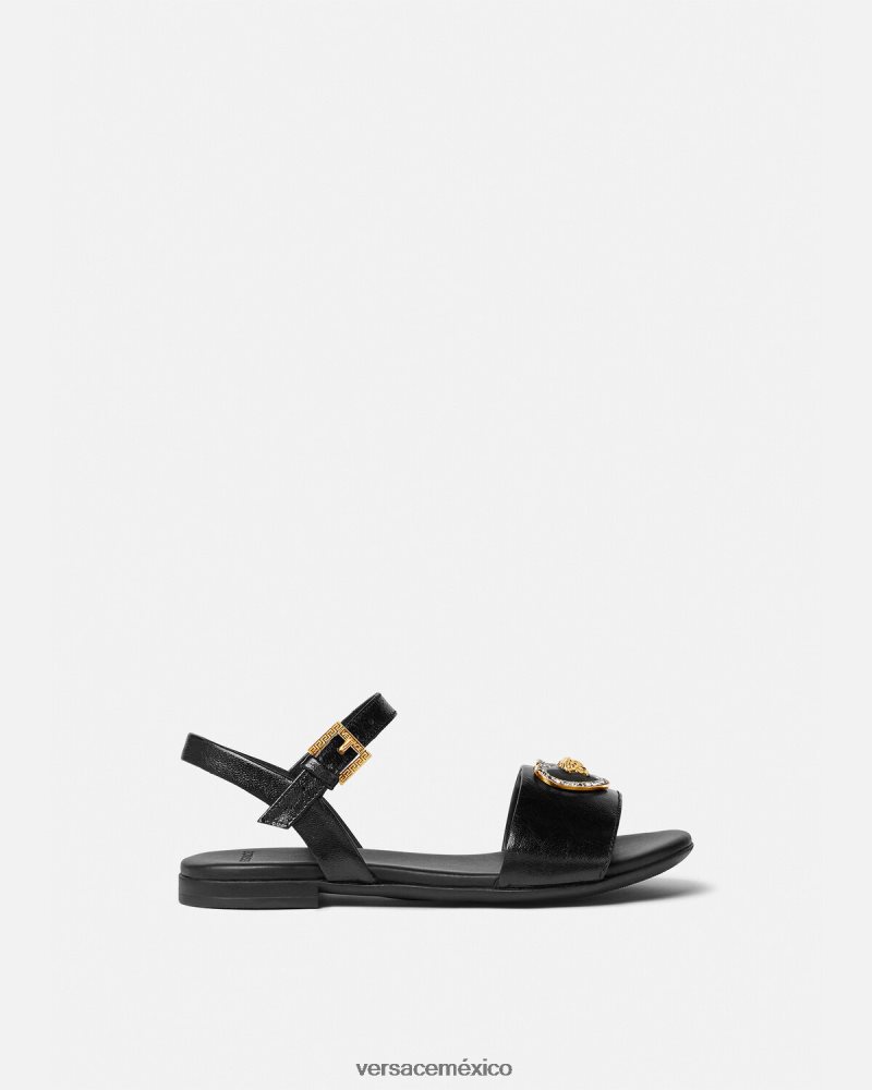 Versace sandalias con corazón de cristal y medusa negro zapato niños 84626J2028
