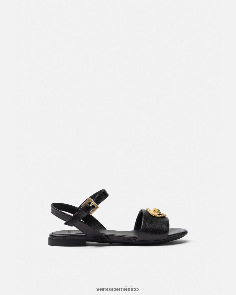 Versace sandalias con corazón de cristal y medusa negro zapato niños 84626J2031