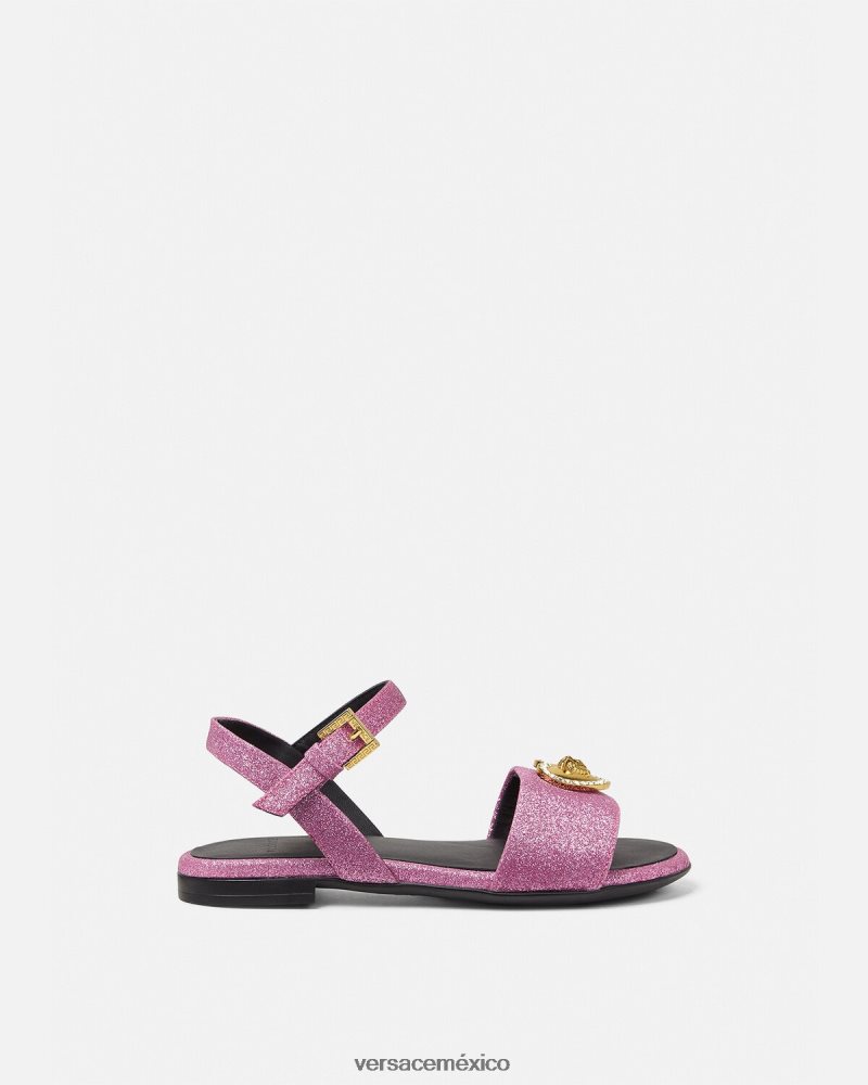 Versace sandalias con corazón de cristal y medusa rosa zapato niños 84626J2039