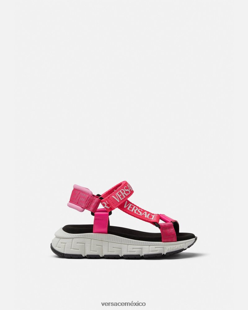 Versace sandalias con trigreca y logo fucsia zapato niños 84626J2044