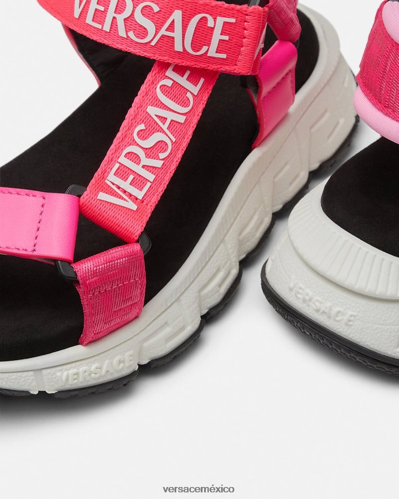 Versace sandalias con trigreca y logo fucsia zapato niños 84626J2044