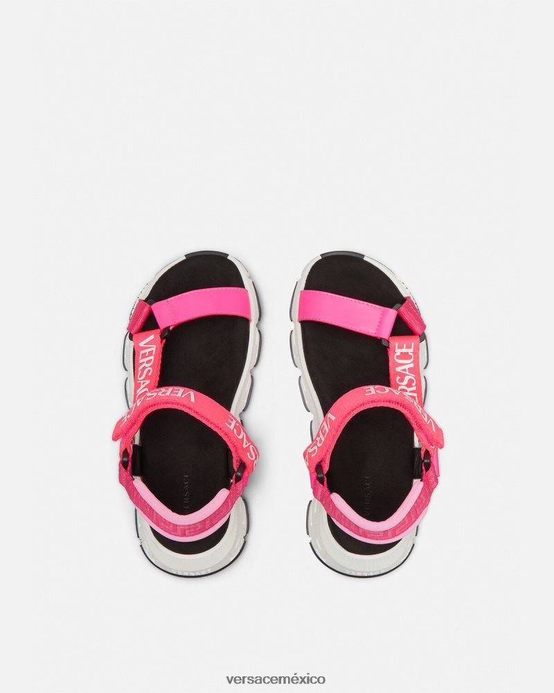 Versace sandalias con trigreca y logo fucsia zapato niños 84626J2044