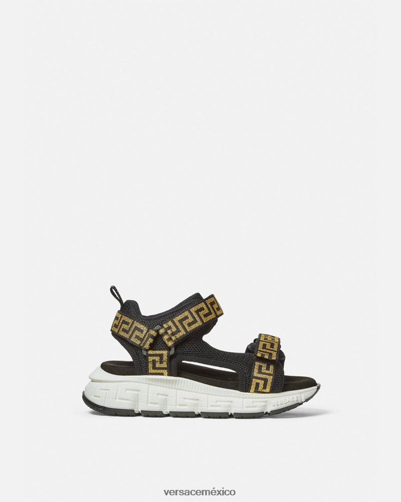 Versace sandalias grecas negro zapato niños 84626J2048