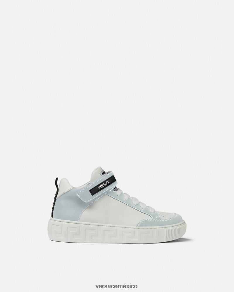 Versace zapatillas con logo Greca plata blanca zapato niños 84626J2026