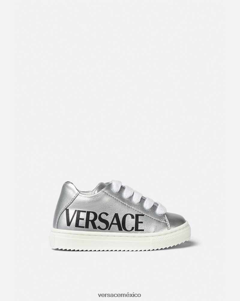 Versace zapatillas metalizadas con logo para bebé imprimir zapato niños 84626J1875
