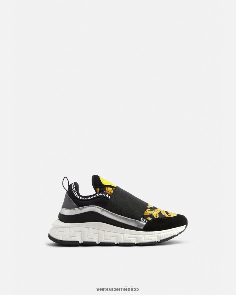 Versace zapatillas trigreca barroco negro y estampado zapato niños 84626J2051