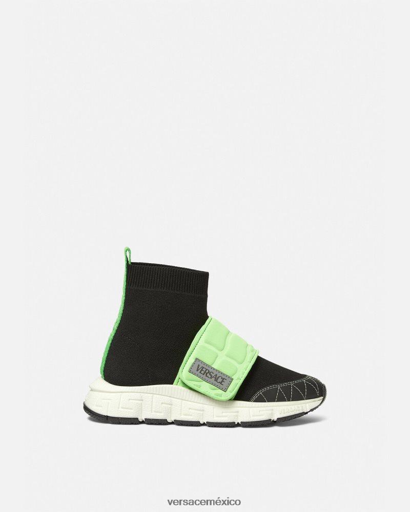 Versace zapatillas upcycled trigreca menta y negro zapato niños 84626J2053