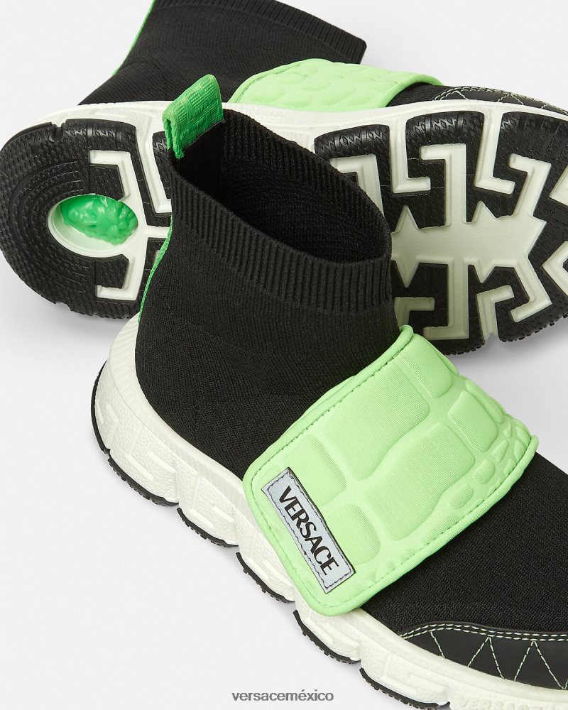 Versace zapatillas upcycled trigreca menta y negro zapato niños 84626J2053