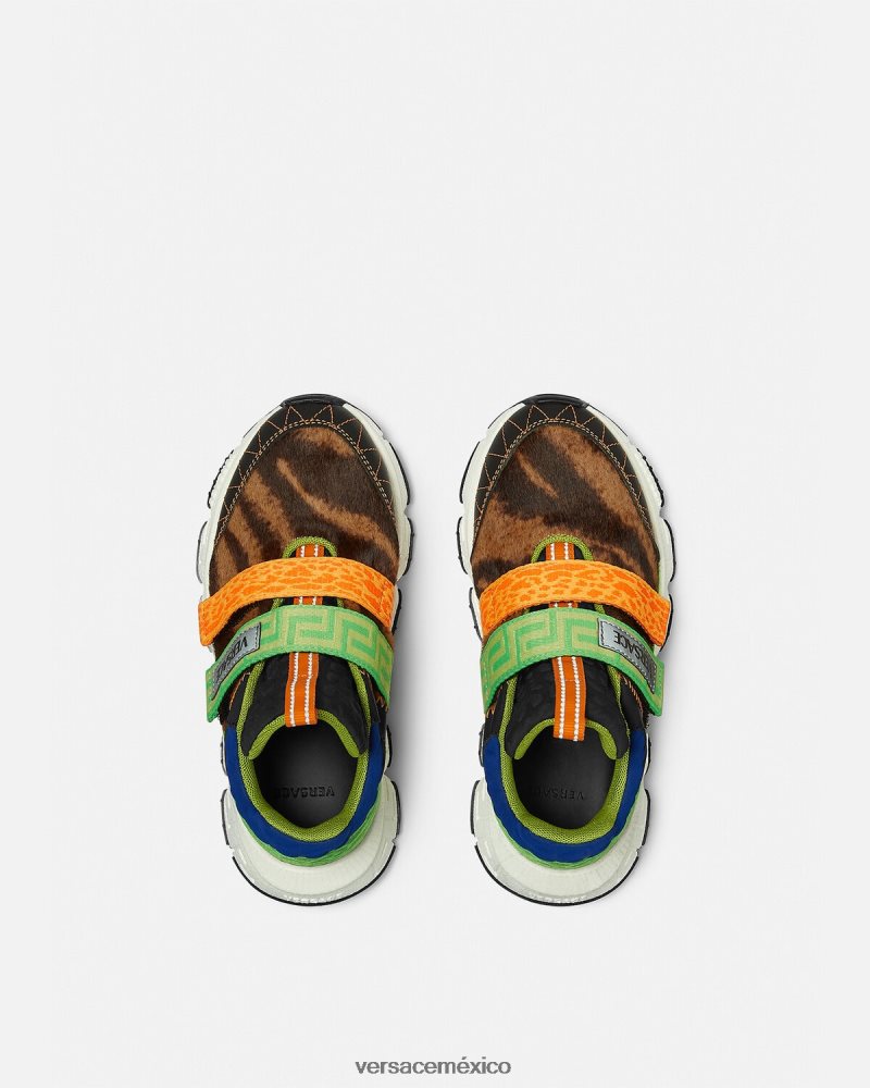 Versace zapatillas upcycled trigreca negro y naranja y rojo zapato niños 84626J2054